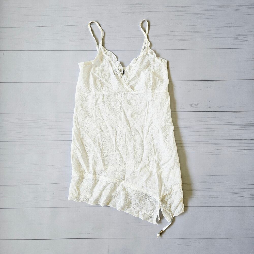 Y2k Euro Coquette Slip Dress White Asymmetrical - Size Small